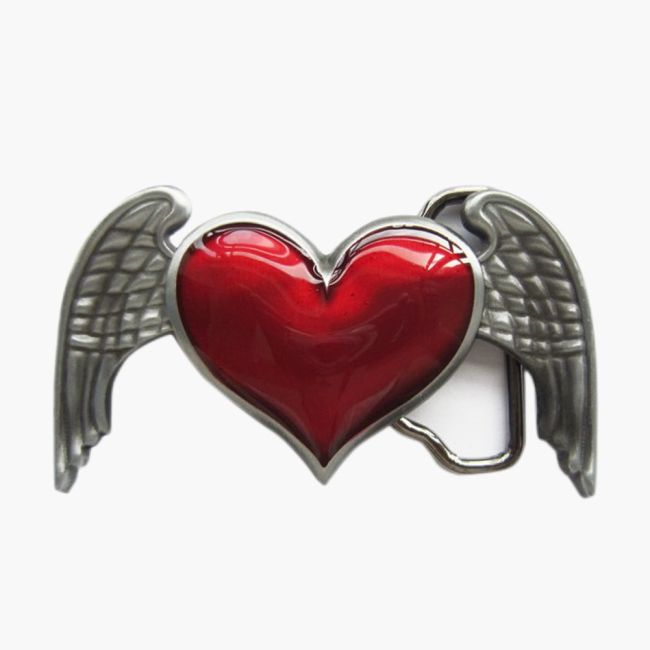 Metal Belt Buckle Angel Wing Heart Belt Buckle Head