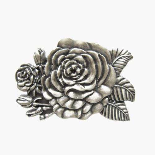 Silver Plated Classic Western Style Belt Button Western Rose Ladies With