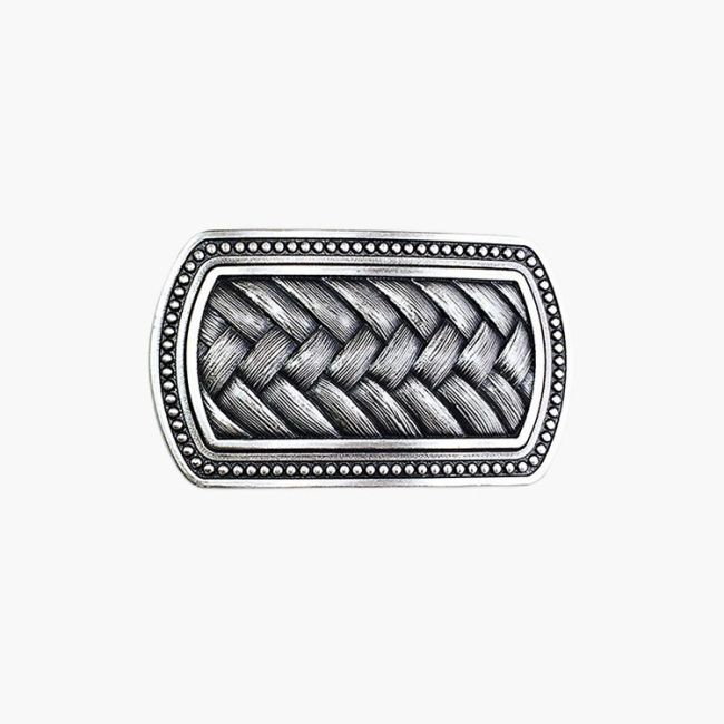 Silver-Plated Classic Belt Buckle Weave Lines
