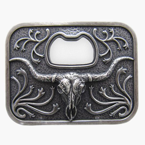 Classic Silver Plated Bottle Opener Western Belt Button Western Bull Skull Can Be Opened