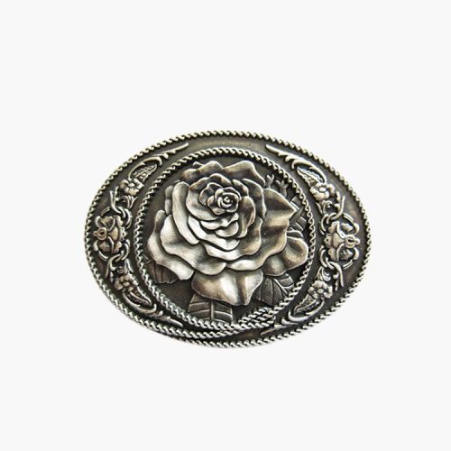Silver Covered Belt Button West Cowboys Series West Rose