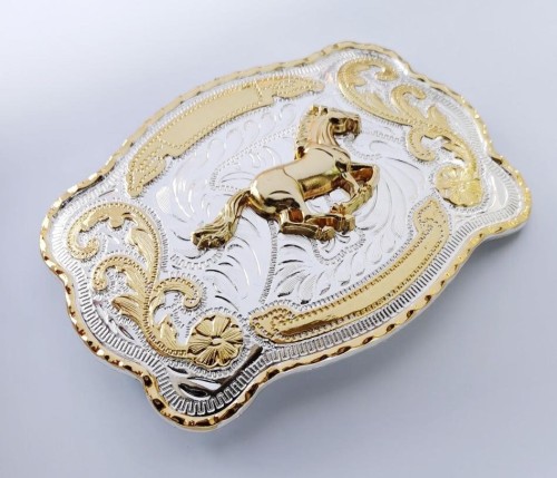 Extra Large Gold Belt Buckle Cowboy Zinc Alloy Golden Flying Horse Size 10X14Cm