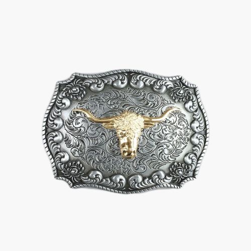 Classic Gold-Plated Denim Style Belt Buckle Gold Bull Head