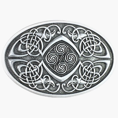 Classic Celtic Pattern Belt Buckle Elliptical Spiral Lines