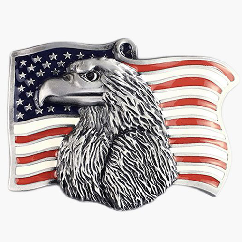 American Elements Belt Buckle Star & Stripes Flag With Eagle Metal Relief Belt Buckle