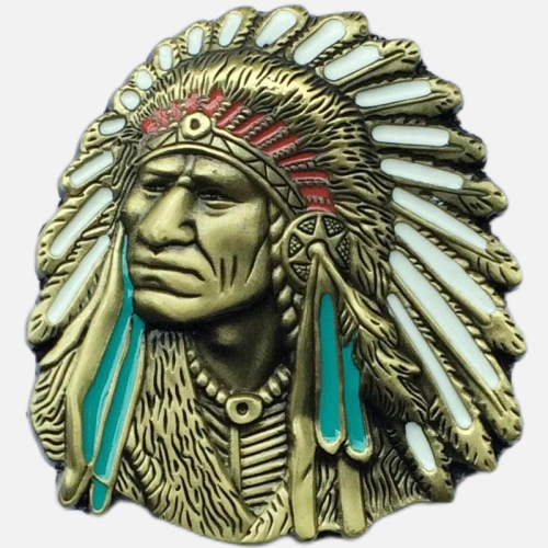 Old Western Belt Buckles Zinc Alloy Indians Pattern