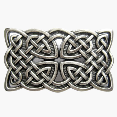 Metal Silver Plated Belt Buckle Celtic Small Square Knot