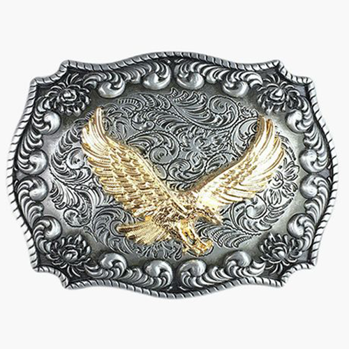 Plated Gold Classic Cowboy Belt Buckle Gold Flying Eagle Large Size Bar Buckle