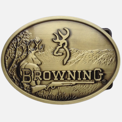 Vintage Cowboy Belt Buckles Zinc Alloy Browning Elk Size 8.5X6.4Cm