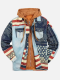 Classic Mens Jacket Hooded America Flag Pattern Jacket
