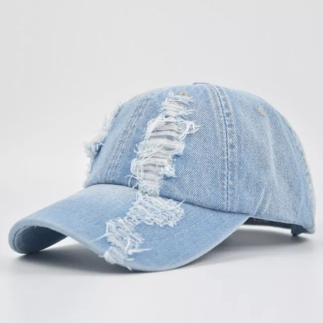 Cowgirl Cowboy Caphat Washed Cotton Denim Baseball Cap Ripped Baseball Cap