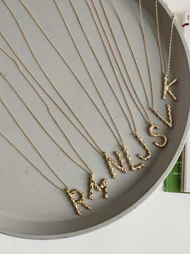 925 Sterling Silver Letter Artisan Initials Necklace