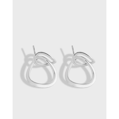 925 Sterling Silver Cold Ring Buckle Water Drop Minimalist Stud Earrings