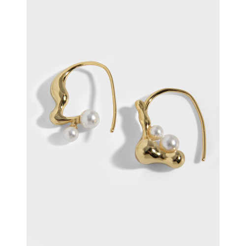 925 Sterling Silver Symmetric Liquid Ear Ornaments Minimalist Earrings