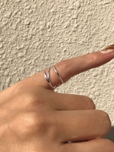 925 Sterling Silver Vintage Diagonal Tail Stackable Ring