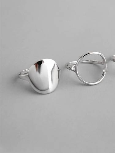 925 Sterling Silver Smooth Hollow Geometric Minimalist Free Size Midi Ring
