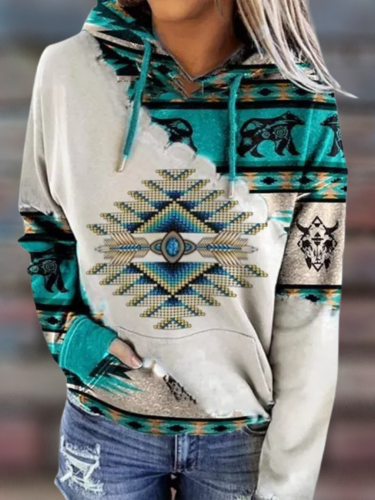 2022 Women's Aztec Style Loose Hoodie Spring Wear