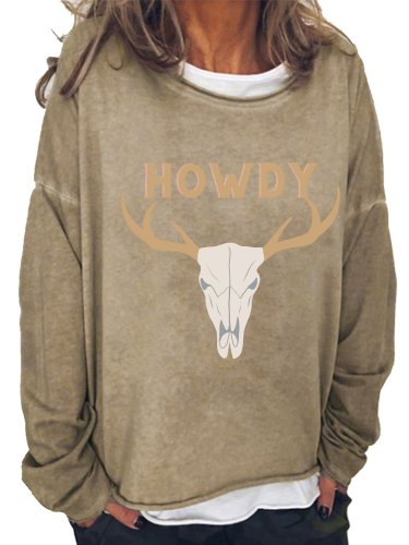 Women's Western Style Howdy Print Long Sleeve Sweatshirtt