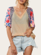 Womens V-Neck Short Sleeve T-Shirt Floral Printed Knit Top Spring Outfits