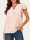 Womens V-Neck Flare Sleeve T-Shirt Solid Color Spring Outfits Top