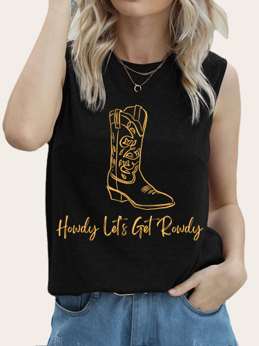 Cowgirl Concert Outfits Summer Howdy Let's Get Randy Sleeveless Shirt For Cute Cowgirl