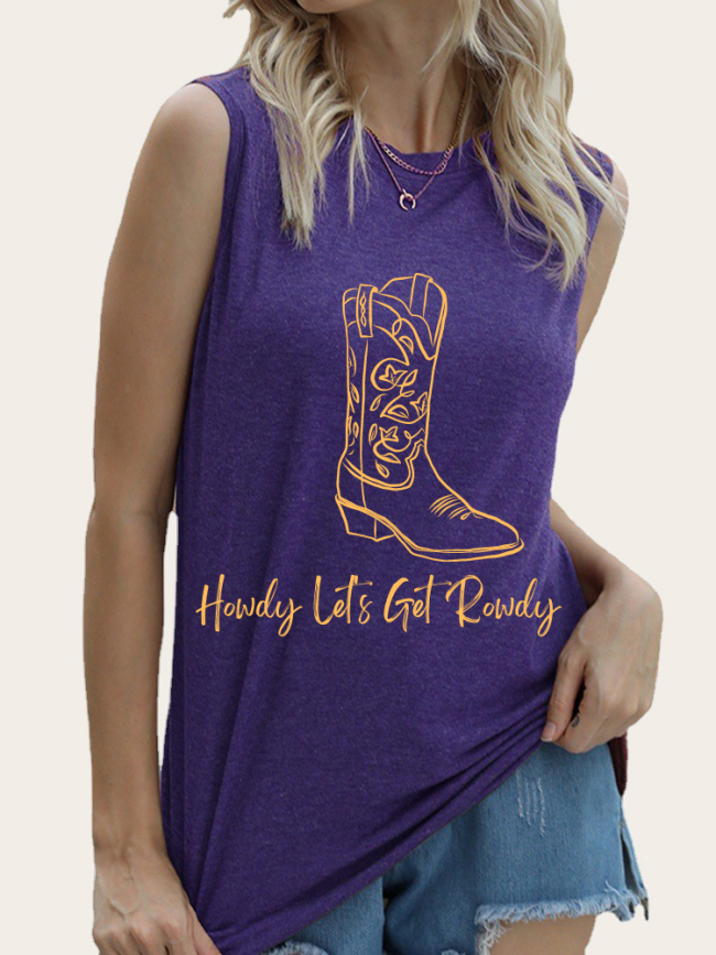 Cowgirl Concert Outfits Summer Howdy Let's Get Randy Sleeveless Shirt For Cute Cowgirl