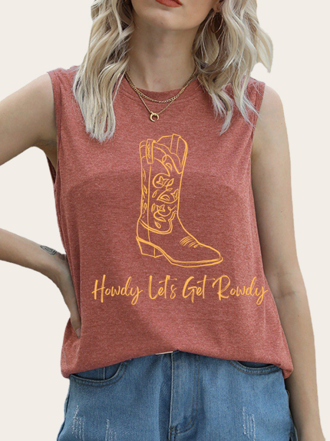 Cowgirl Concert Outfits Summer Howdy Let's Get Randy Sleeveless Shirt For Cute Cowgirl