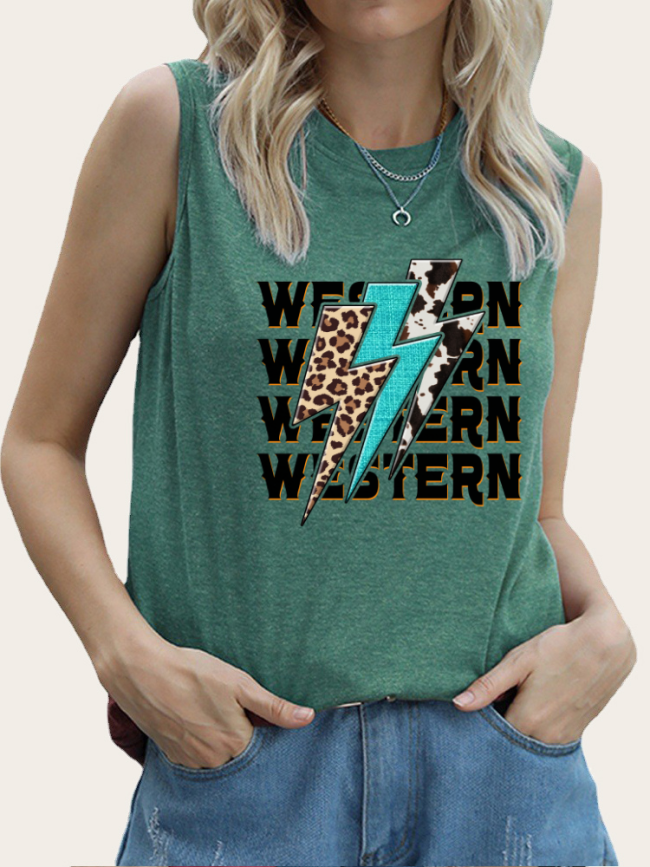 Cowgirl Western Lightning Women's Tank Shirt Casual Sleeveless Tank Top for Summer Outfit