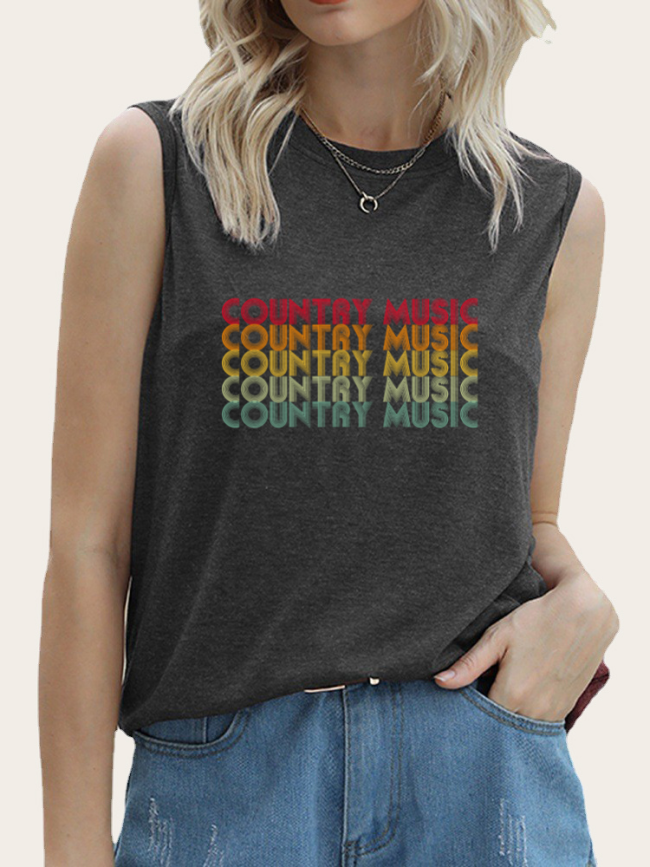 Rainbow Country Music Tank Top Shirt Summer Sleeveless Casual Loose Women's Tank