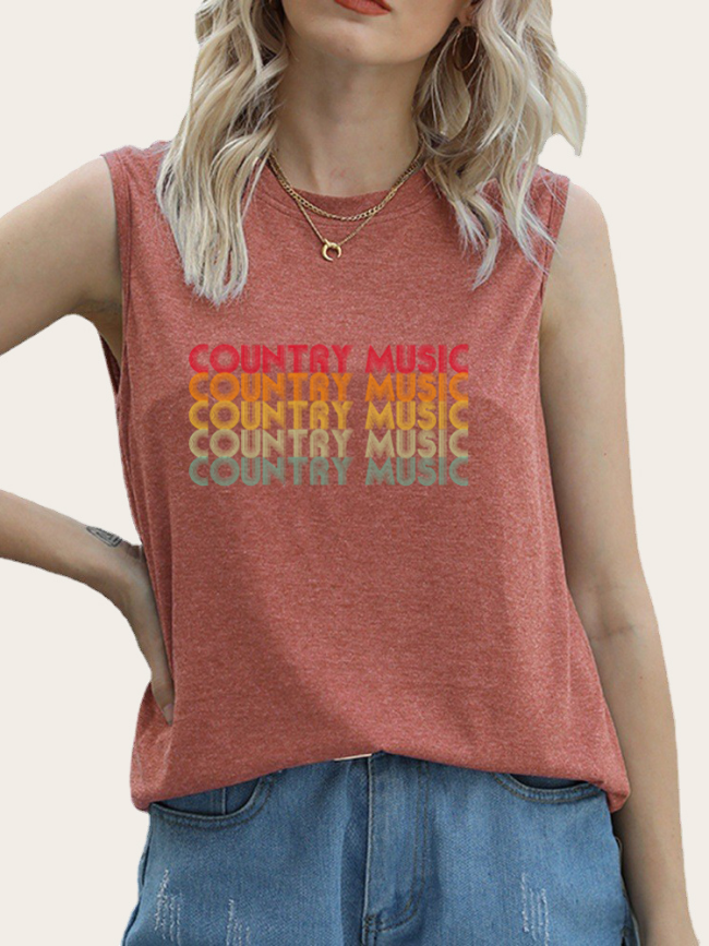 Rainbow Country Music Tank Top Shirt Summer Sleeveless Casual Loose Women's Tank