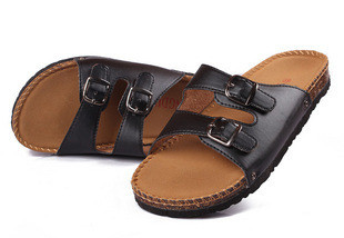 Men'S Summer Big Buckle Cork Slippers Flip-Flops Beach Sandals Trendy Sandals Casual Flip-Flops