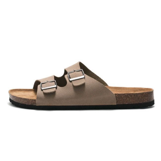 Summer Men'S Cork Big Buckle Slippers Neutral Sandals And Slippers Beach Shoes
