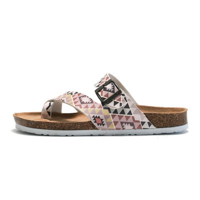 2022 Summer Fashion Women's Cork Slippers Outer Wear Sandals and Slippers Set Toe Beach Shoes Aztec Pattern