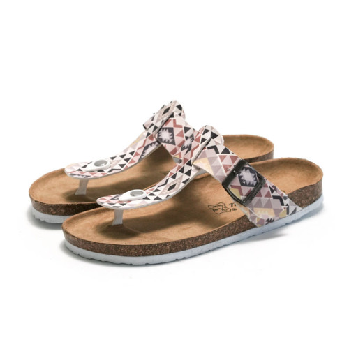 Aztec Pattern Cork Slippers Women Outer Wear Flip Flops Water Pine Sandals Sandals Beach Shoes