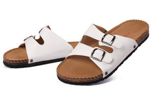 Men'S Summer Big Buckle Cork Slippers Flip-Flops Beach Sandals Trendy Sandals Casual Flip-Flops