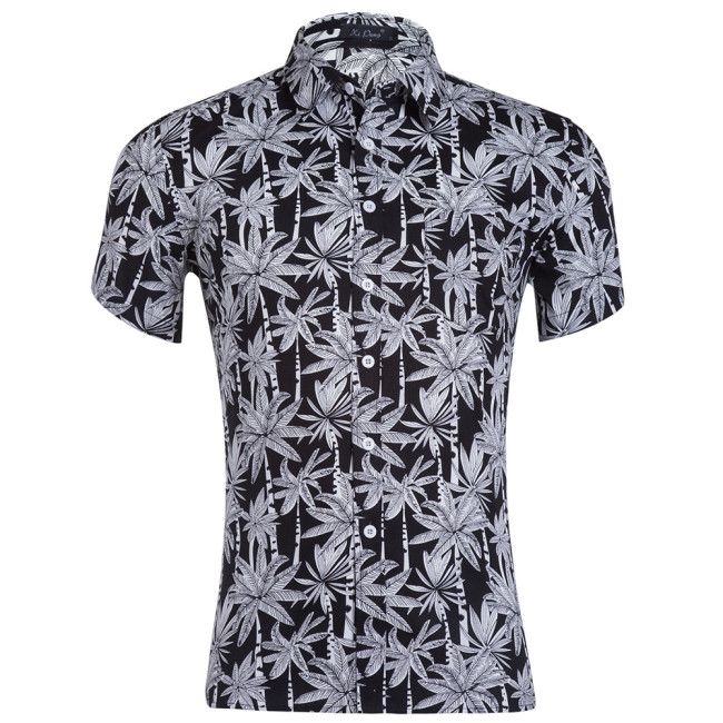Men's Beach Hawaiian Shirt Button Down Casual Short Sleeve T-Shirt Tropical Floral Coconut Tree Print Aloha Mens Shirts
