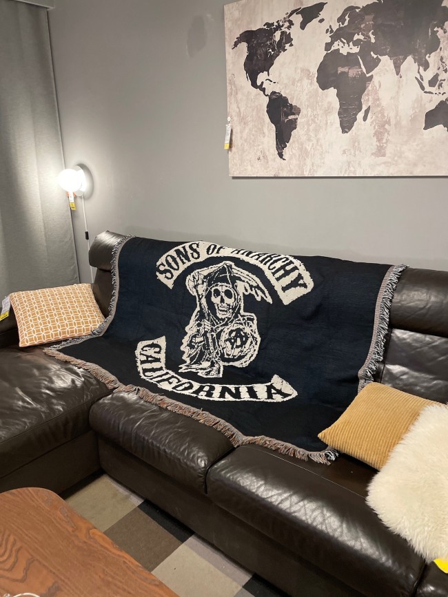 Sons of  Anarchy Blanket Throws Tassel Blanket for Bed/Couch/Sofa/Office/Camping/Chair/Living Room