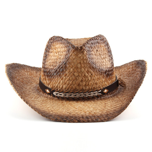 Men & Women's Woven Straw Cowboy Cowgirl Hat Western Wide Brim Handmade Raffia Straw Beach Cap