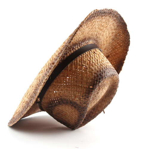 Men & Women's Woven Straw Cowboy Cowgirl Hat Western Wide Brim Handmade Raffia Straw Beach Cap