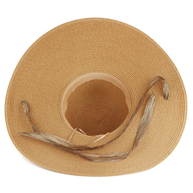 Western Cowgirl Hat Sun Summer Hats for Women Lady Straw Hat Wide Brim