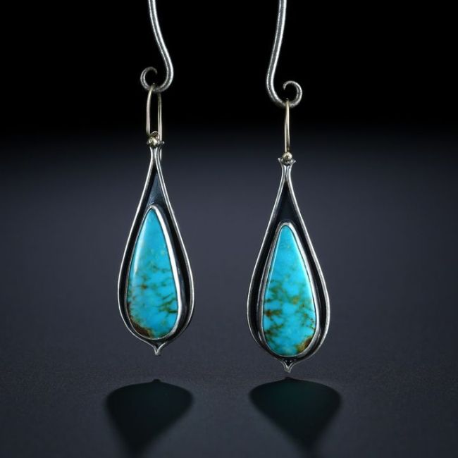 Retro Water Drop Turquoise Earring Ethnic Vintage Western Cowgirl Earring