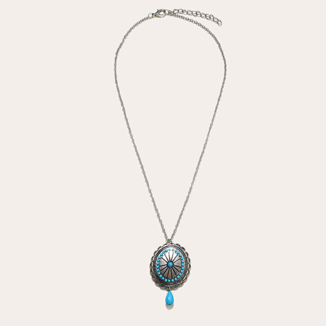 Geometric Turquoise Patchwork Vintage Ethnic Necklace