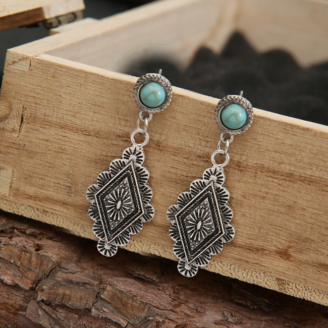 Vintage Dangle Drop Earrings For Women Bohemian  Western Ethnic Turquoise