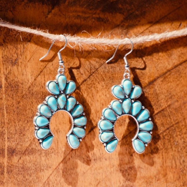 Turquoise Earrings Women's Geometric Earrings Retro Earrings Western Cowgirl Earring
