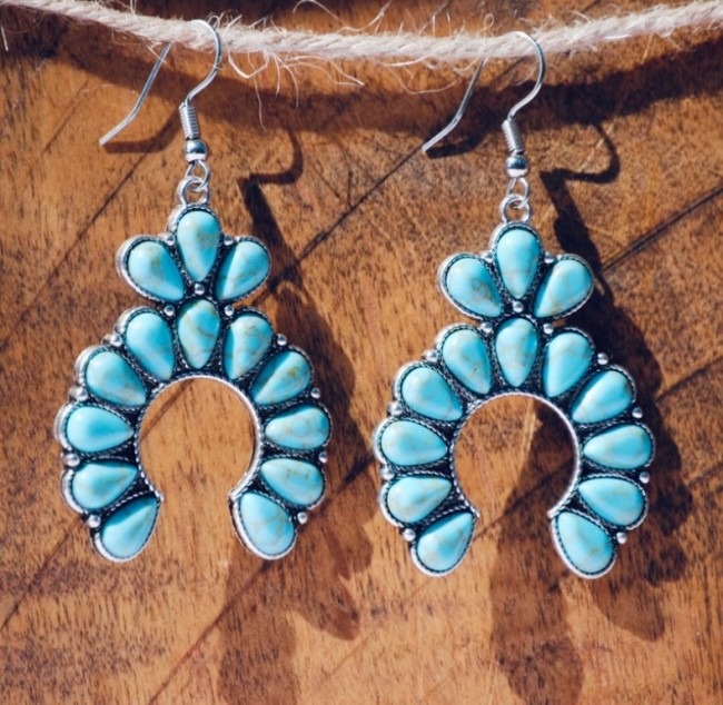 Turquoise Earrings Women's Geometric Earrings Retro Earrings Western Cowgirl Earring