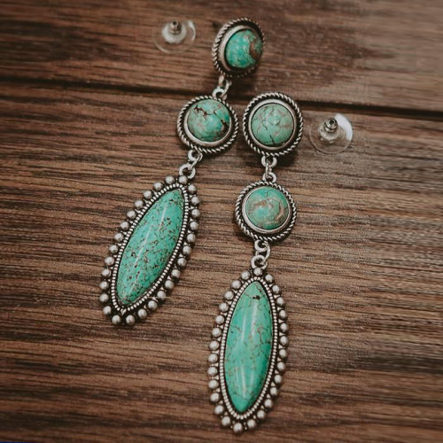Geometric  Water Drop Turquoise Boho Earrings for Women