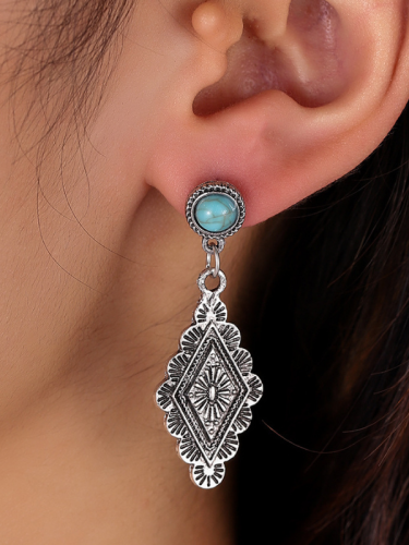 Vintage Dangle Drop Earrings For Women Bohemian  Western Ethnic Turquoise