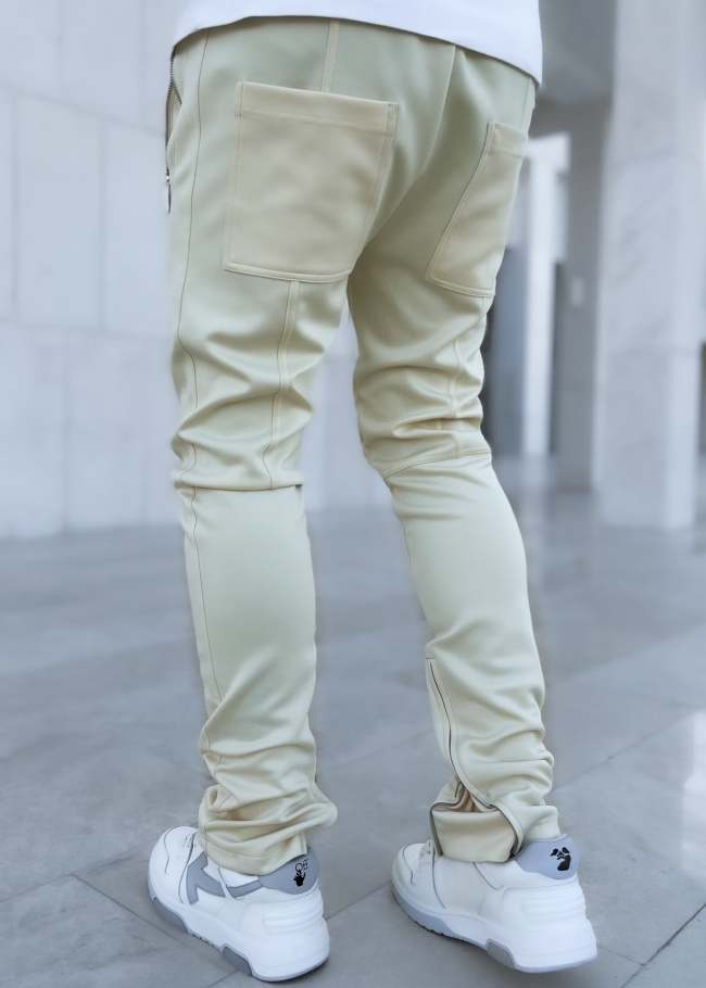 Men's Skinny Slim Fit Drawstring Trouser Cream Get Rich Track Pants
