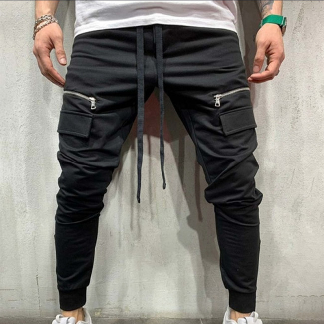 Men's Skinny Slim Fit Drawstring Trouser Grey Black Essential Track Pants Sport Pant