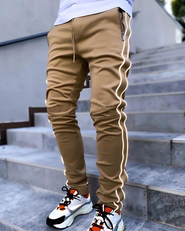 Men's Khaki Casual Skinny Sport Pants